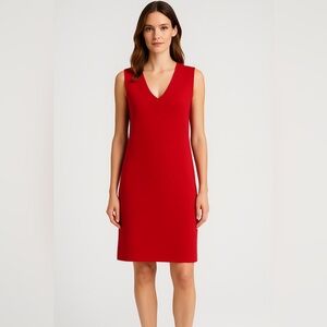 Dovima Paris Red Sleeveless Dress Size Medium V-Neck Classic Parisian Style